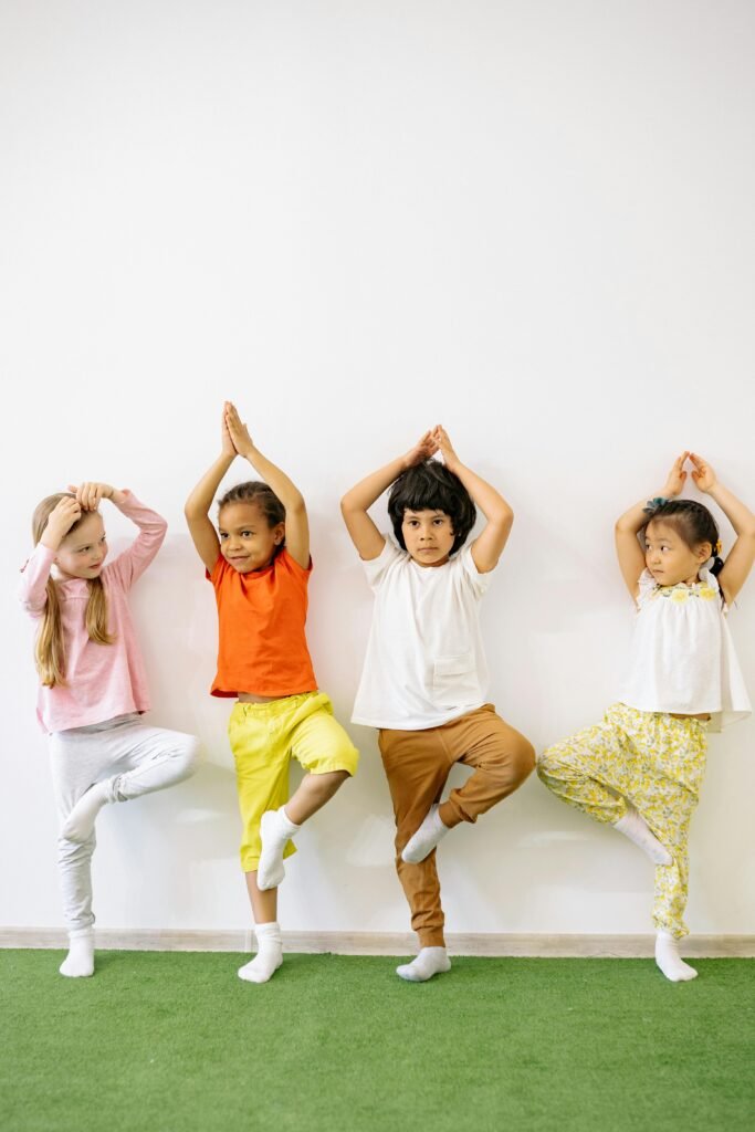 Children doing Tree Pose