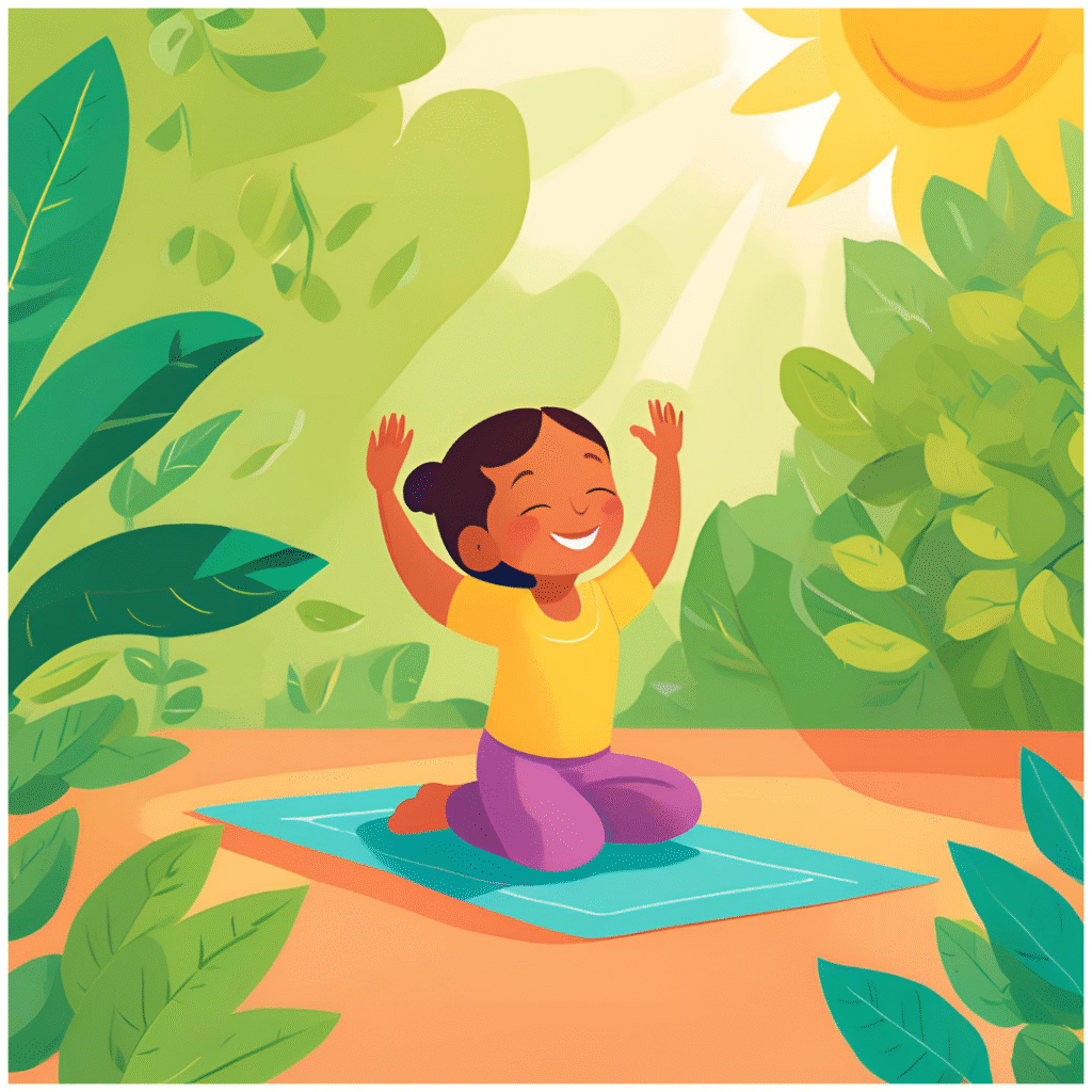 Healthy child doing yoga